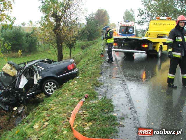 Zdjęcie w galerii na portalu naszraciborz.pl: Wypadek w Rzuchowie, audi w rowie wiadomości z regionu