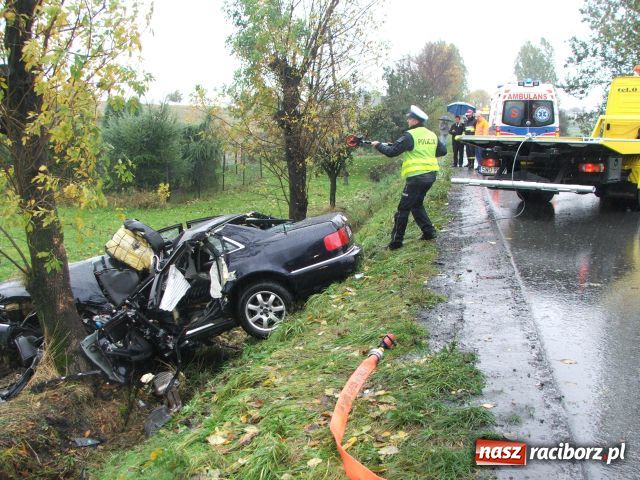 Zdjęcie w galerii na portalu naszraciborz.pl: Wypadek w Rzuchowie, audi w rowie wiadomości z regionu