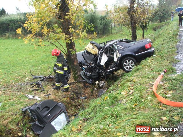 Zdjęcie w galerii na portalu naszraciborz.pl: Wypadek w Rzuchowie, audi w rowie wiadomości z regionu