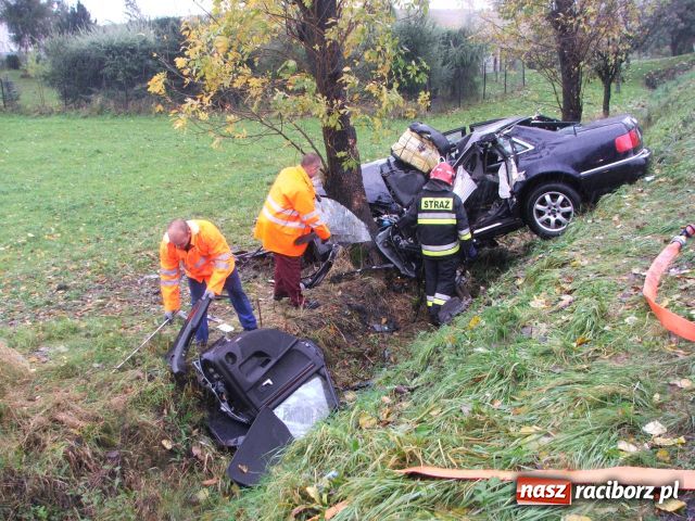 Zdjęcie w galerii na portalu naszraciborz.pl: Wypadek w Rzuchowie, audi w rowie wiadomości z regionu