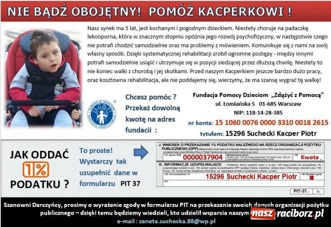 Zdjęcie w galerii na portalu naszraciborz.pl: Pomóżmy spełnić marzenia Kacperka  wiadomości z regionu