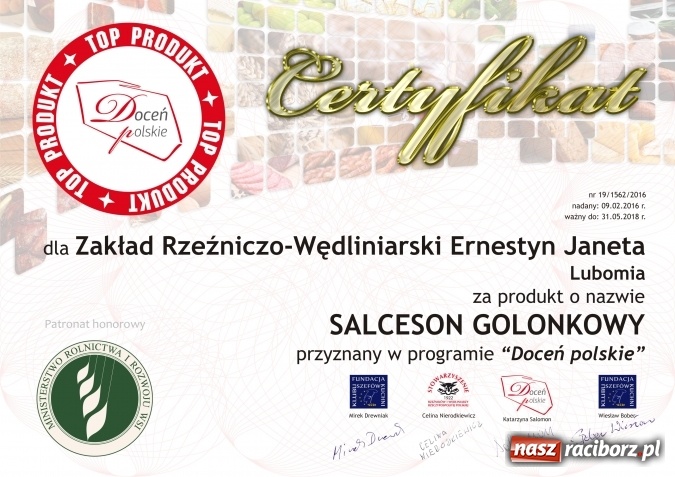 Zdjęcie w galerii na portalu naszraciborz.pl: Zakład Ernestyna Janety nagrodzony przez ekspertów wiadomości z regionu