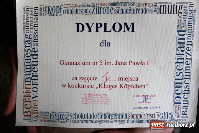 Zdjęcie w galerii na portalu naszraciborz.pl: II miejsce dla drużyny G5 w konkursie Kluges Koepfchen wiadomości z regionu
