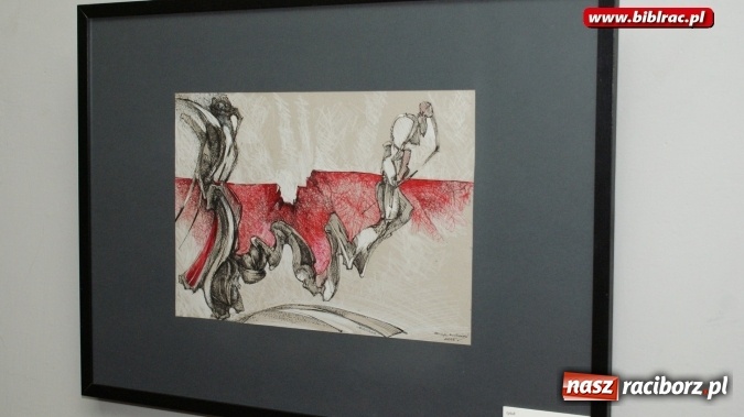 Zdjęcie w galerii na portalu naszraciborz.pl: Wernisaż wystawy prac Henryka M. Korbańskiego w bibliotece  wiadomości z regionu