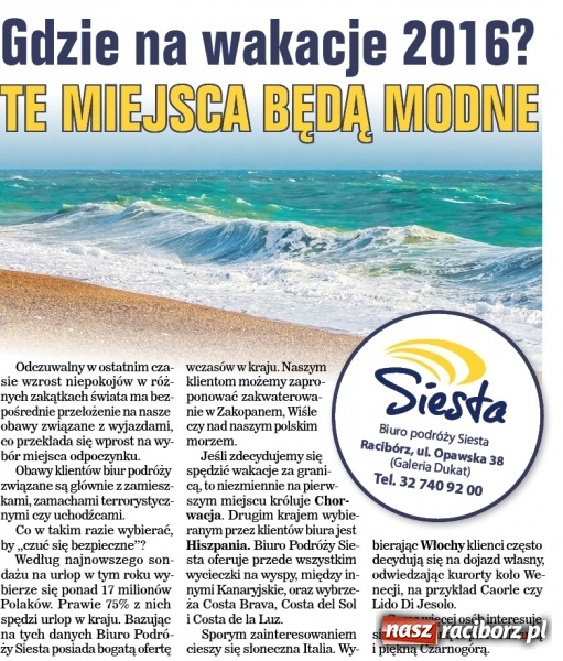 Zdjęcie w galerii na portalu naszraciborz.pl: A czy ty zaplanowałeś już wakacje? wiadomości z regionu