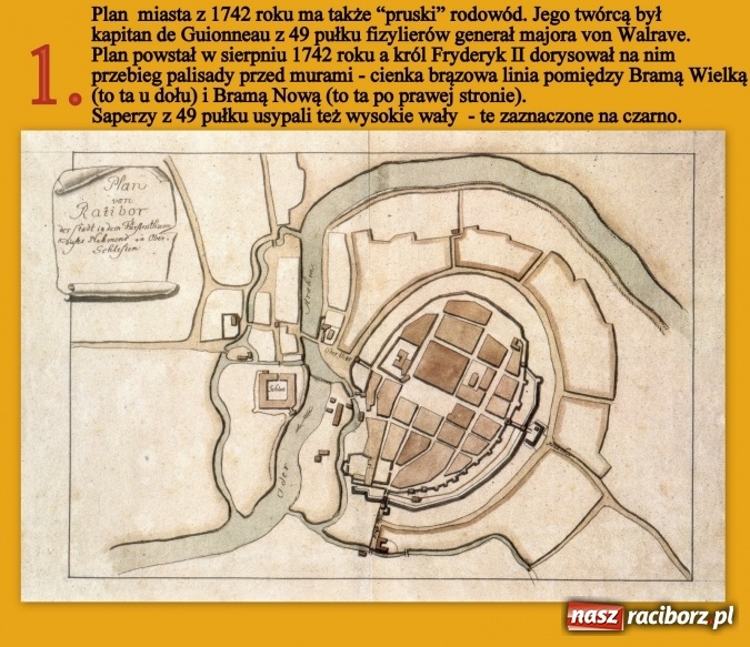 Zdjęcie w galerii na portalu naszraciborz.pl: Najstarszy raciborski plan miasta z 1742 roku i pierwsza mapa topograficzna okolic Raciborza z 1764 roku wiadomości z regionu
