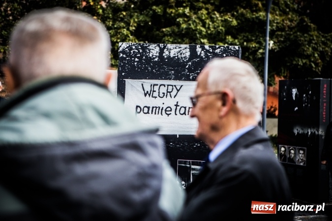 Zdjęcie w galerii na portalu naszraciborz.pl: Na skwerze ks. Stefana Pieczki otwarto wystawę pt. 1956. Polska-Węgry. Pamięć i Historia wiadomości z regionu