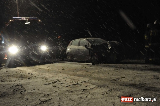 Zdjęcie w galerii na portalu naszraciborz.pl: Fatalne warunki na drogach. Na trasie Racibórz-Rybnik fiat uderzył w przydrożne drzewo wiadomości z regionu
