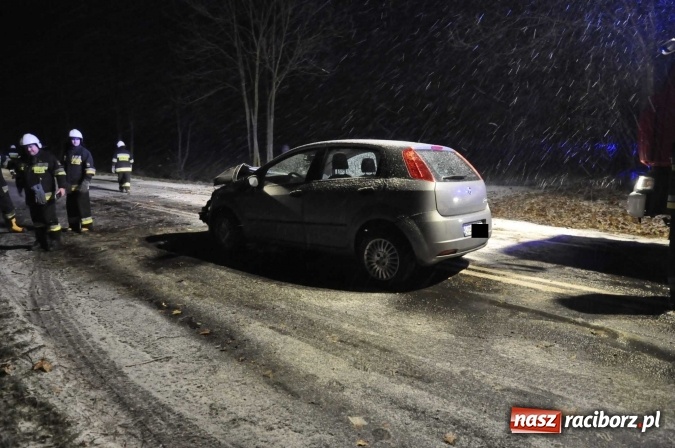 Zdjęcie w galerii na portalu naszraciborz.pl: Fatalne warunki na drogach. Na trasie Racibórz-Rybnik fiat uderzył w przydrożne drzewo wiadomości z regionu
