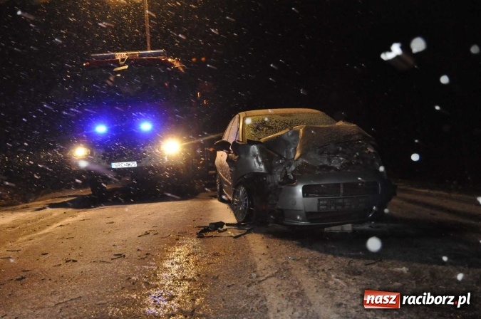 Zdjęcie w galerii na portalu naszraciborz.pl: Fatalne warunki na drogach. Na trasie Racibórz-Rybnik fiat uderzył w przydrożne drzewo wiadomości z regionu
