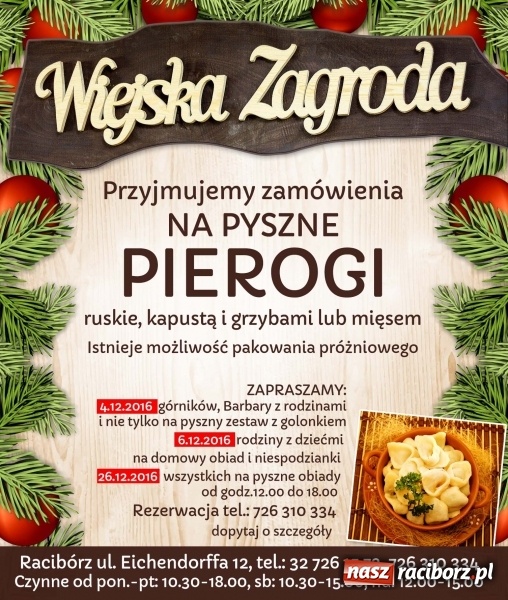 Zdjęcie w galerii na portalu naszraciborz.pl: Wiejska Zagroda - propozycje barbórkowe, mikołajkowe i bożonarodzeniowe wiadomości z regionu