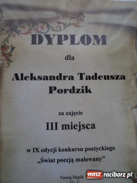 Zdjęcie w galerii na portalu naszraciborz.pl:  Raciborzanin doceniony w ogólnopolskich konkursach poetyckich  wiadomości z regionu