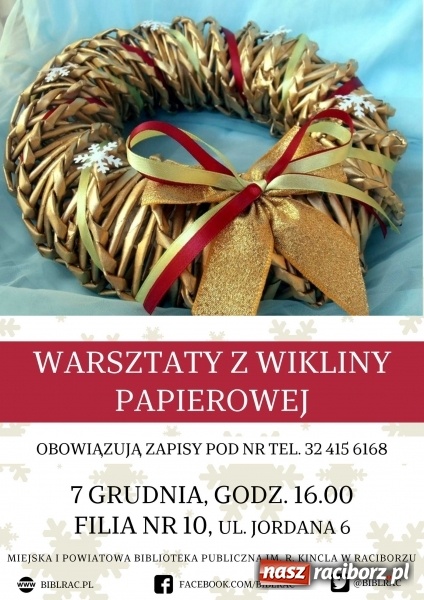 Zdjęcie w galerii na portalu naszraciborz.pl: Biblioteka zaprasza na grudniowe warsztaty  wiadomości z regionu