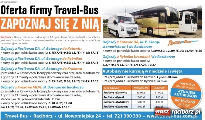 Zdjęcie w galerii na portalu naszraciborz.pl: Zapoznaj się z aktualnym rozkładem jazdy Travel-Bus wiadomości z regionu