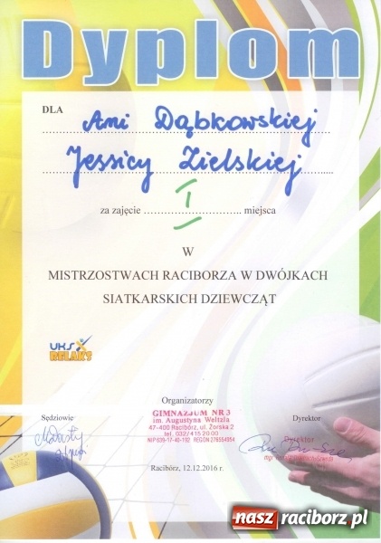 Zdjęcie w galerii na portalu naszraciborz.pl: Mistrzostwo Raciborza w Dwójkach Siatkarskich dla Gimnazjum nr 5  wiadomości z regionu