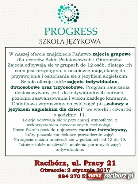 Zdjęcie w galerii na portalu naszraciborz.pl: Z angielskim za pan brat - szkoła językowa Progress zaprasza na zajęcia! wiadomości z regionu