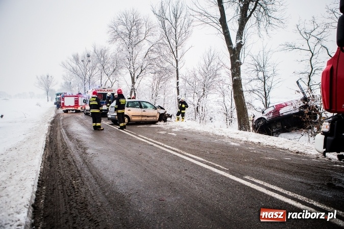 Zdjęcie w galerii na portalu naszraciborz.pl: Wypadek na trasie Racibórz - Lubomia. Zderzyły się dwa pojazdy - mercedes i VW wiadomości z regionu