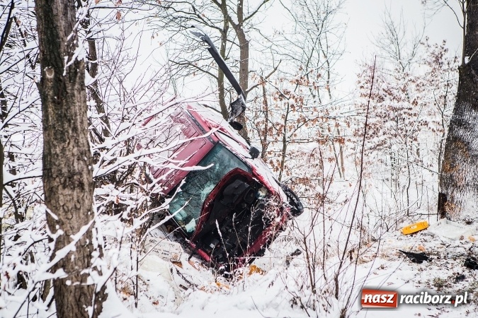 Zdjęcie w galerii na portalu naszraciborz.pl: Wypadek na trasie Racibórz - Lubomia. Zderzyły się dwa pojazdy - mercedes i VW wiadomości z regionu