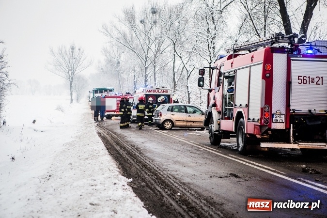 Zdjęcie w galerii na portalu naszraciborz.pl: Wypadek na trasie Racibórz - Lubomia. Zderzyły się dwa pojazdy - mercedes i VW wiadomości z regionu