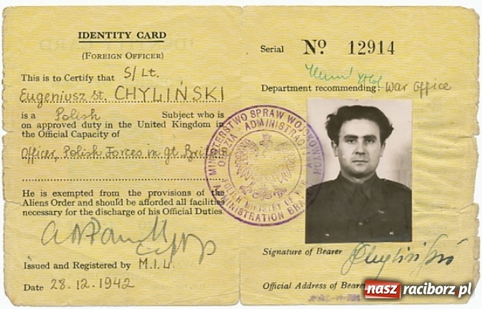 Zdjęcie w galerii na portalu naszraciborz.pl: Jeden z trzystu szesnastu. Od żołnierza tułacza do żołnierskiej legendy, czyli niezwykła historia porucznika Eugeniusza Chylińskiego część 1 wiadomości z regionu