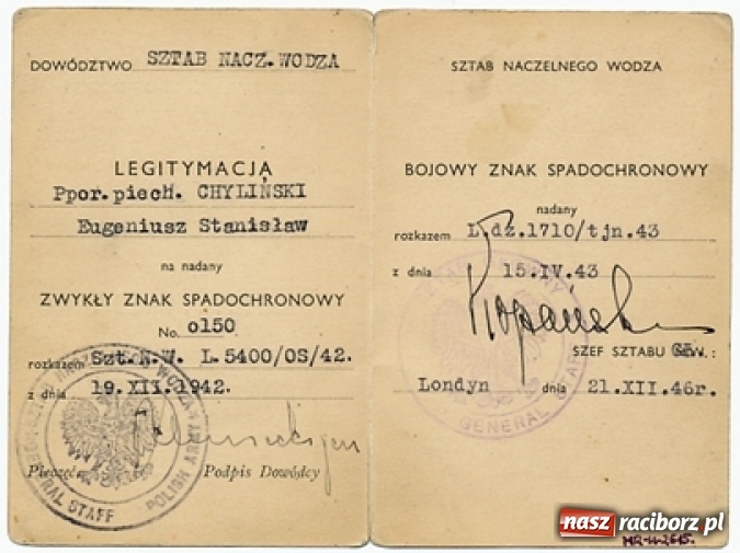 Zdjęcie w galerii na portalu naszraciborz.pl: Jeden z trzystu szesnastu. Od żołnierza tułacza do żołnierskiej legendy, czyli niezwykła historia porucznika Eugeniusza Chylińskiego część 1 wiadomości z regionu