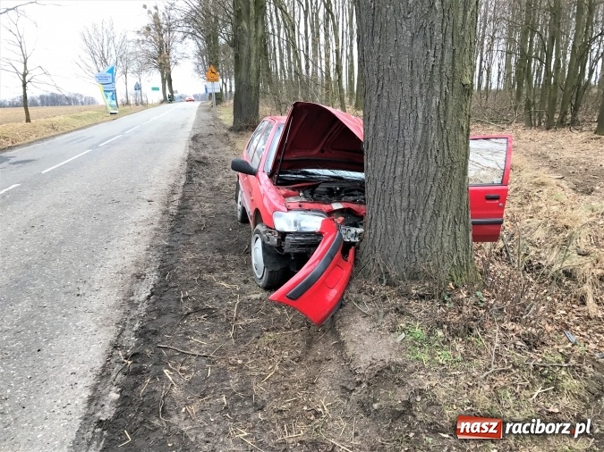 Zdjęcie w galerii na portalu naszraciborz.pl: Wypadek w Krowiarkach - kierowca peugeota uderzył w drzewo, po kilku godzinach zmarł wiadomości z regionu