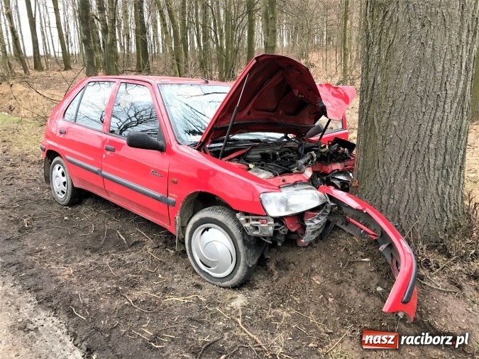 Zdjęcie w galerii na portalu naszraciborz.pl: Wypadek w Krowiarkach - kierowca peugeota uderzył w drzewo, po kilku godzinach zmarł wiadomości z regionu