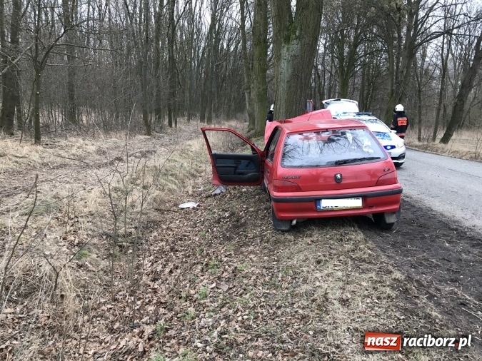 Zdjęcie w galerii na portalu naszraciborz.pl: Wypadek w Krowiarkach - kierowca peugeota uderzył w drzewo, po kilku godzinach zmarł wiadomości z regionu