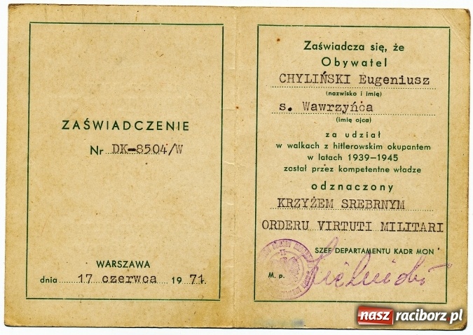 Zdjęcie w galerii na portalu naszraciborz.pl: Jeden z trzystu szesnastu. Od żołnierza tułacza do żołnierskiej legendy, czyli niezwykła historia porucznika Eugeniusza Chylińskiego cz. 2 wiadomości z regionu