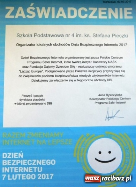 Zdjęcie w galerii na portalu naszraciborz.pl: Dzień Bezpiecznego Internetu w Szkole Podstawowej nr 4  wiadomości z regionu