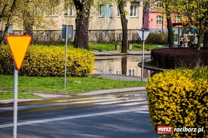 Zdjęcie w galerii na portalu naszraciborz.pl: Awaria wodociągu na ulicy Ocickiej. Woda sięga aż do Świńskiego Rynku FOTO i WIDEO wiadomości z regionu