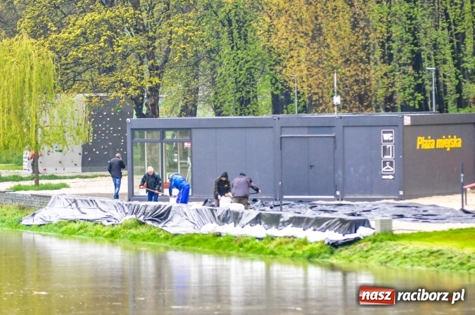 Zdjęcie w galerii na portalu naszraciborz.pl: Rozpoczęło się ratowanie plaży miejskiej przy zamku. Woda wdziera się na bulwary nadodrzańskie FOTO wiadomości z regionu
