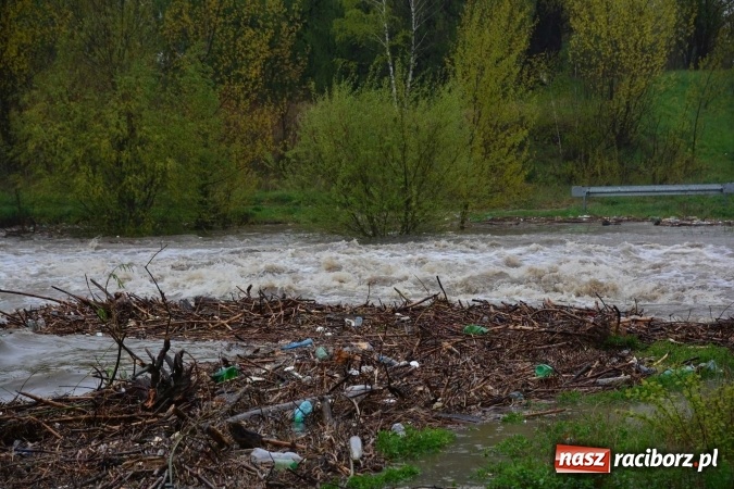 Zdjęcie w galerii na portalu naszraciborz.pl: Woda szybko przybiera. Zalewa ścieżkę rowerową pod Mostem Zamkowym. Konieczne było udrożnienie śluzy przy Rafako wiadomości z regionu