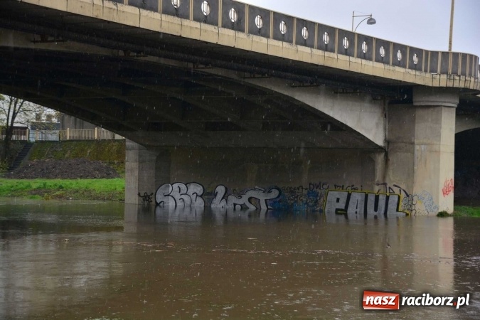 Zdjęcie w galerii na portalu naszraciborz.pl: Woda szybko przybiera. Zalewa ścieżkę rowerową pod Mostem Zamkowym. Konieczne było udrożnienie śluzy przy Rafako wiadomości z regionu