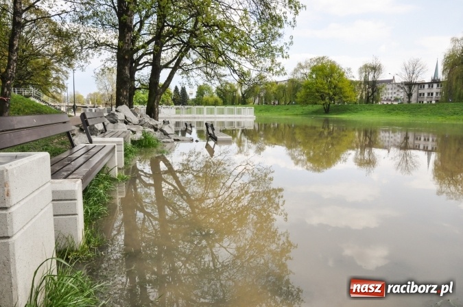 Zdjęcie w galerii na portalu naszraciborz.pl: Odra, niestety, wdarła się na plażę miejską w parku Zamkowym wiadomości z regionu