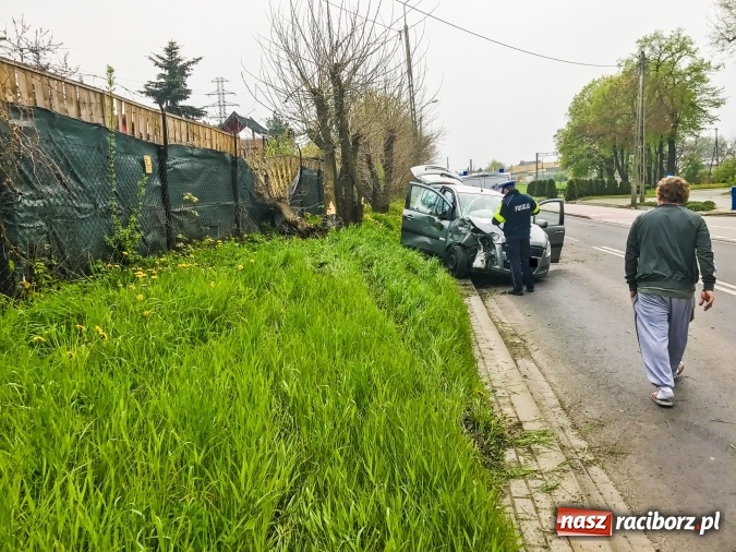 Zdjęcie w galerii na portalu naszraciborz.pl: Suzuki wjechało w ogrodzenie ogródków działkowych na ul. 1 Maja  wiadomości z regionu