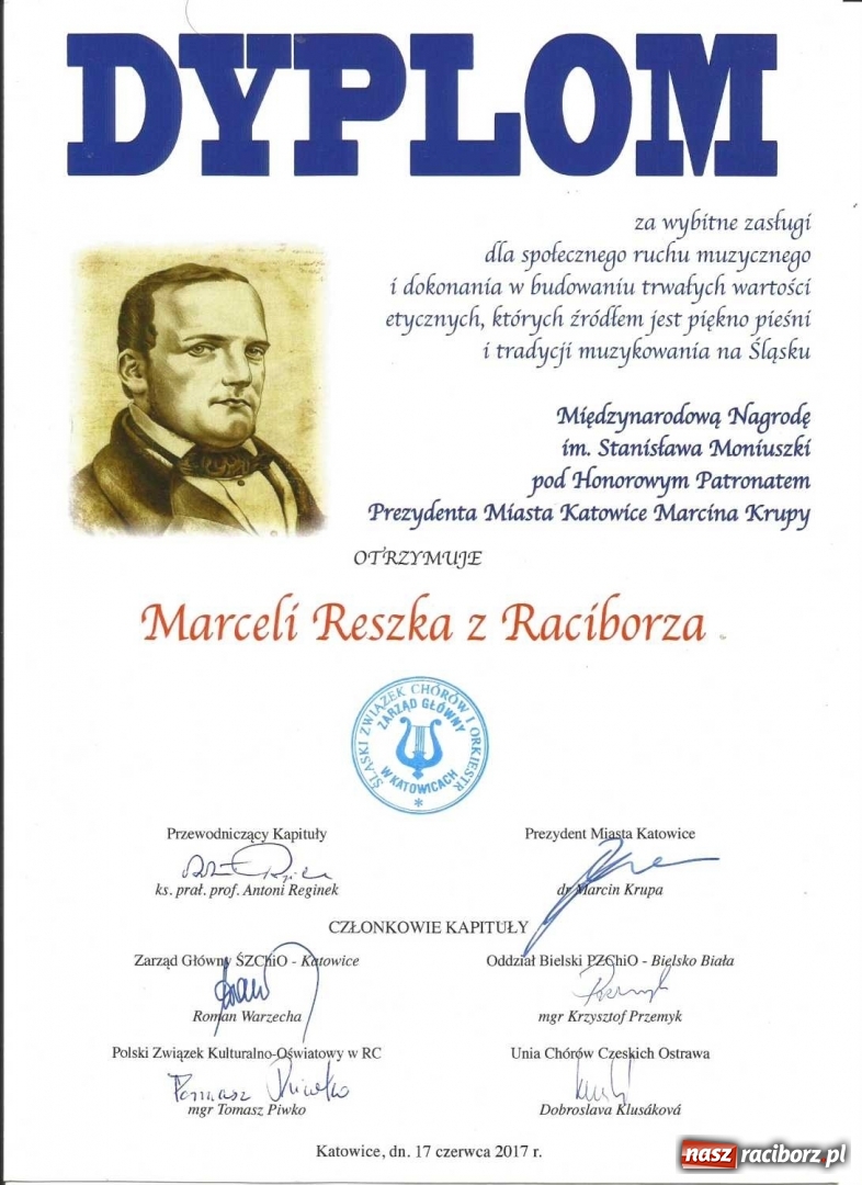 Zdjęcie w galerii na portalu naszraciborz.pl: Marceli Reszka laureatem XXII Międzynarodowej Nagrody Prezydenta Katowic im. Stanisława Moniuszki  wiadomości z regionu