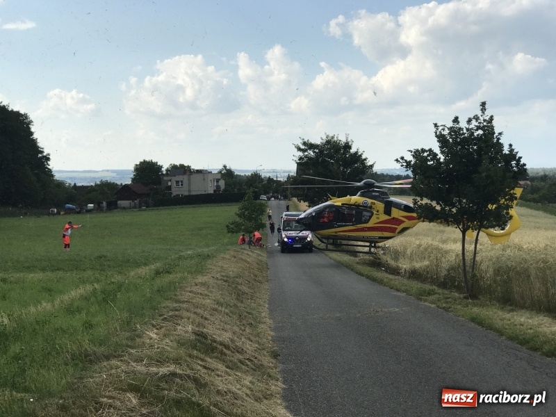 Zdjęcie w galerii na portalu naszraciborz.pl: W Brzeziu interweniowało lotnicze pogotowie ratunkowe. Poszkodowane dziecko wiadomości z regionu