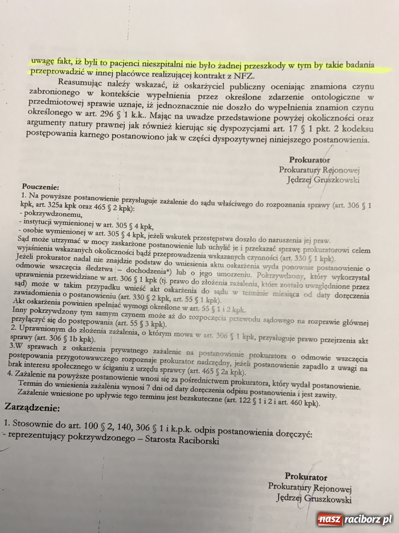 Zdjęcie w galerii na portalu naszraciborz.pl: Prokuratura umorzyła śledztwo w sprawie prywatyzacji raciborskiej diagnostyki  wiadomości z regionu