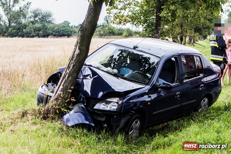 Zdjęcie w galerii na portalu naszraciborz.pl: Renault thalia uderzyło w drzewo na trasie do Zawady Książęcej wiadomości z regionu