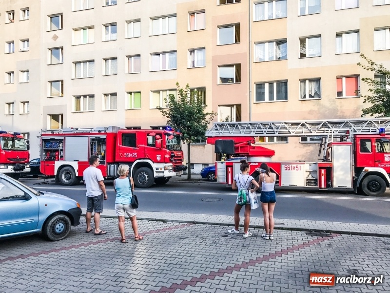 Zdjęcie w galerii na portalu naszraciborz.pl: Akcja na Opawskiej. Pożar w mieszkaniu na parterze i silne zadymienie w bloku wiadomości z regionu