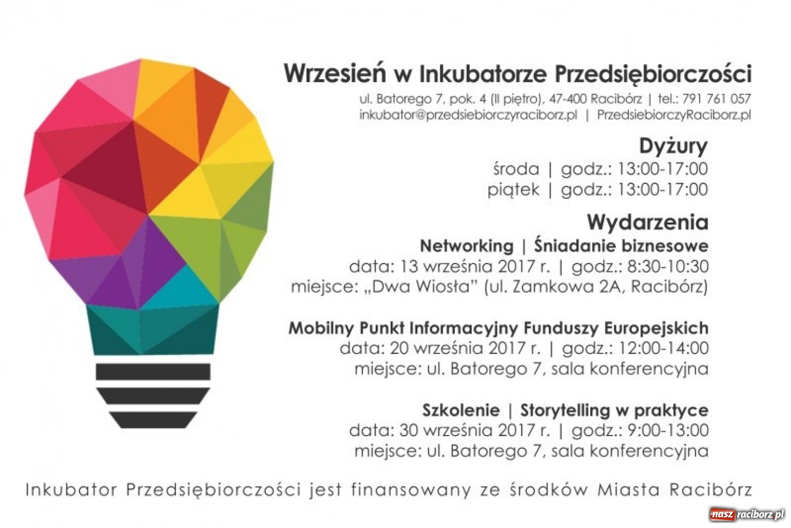 Zdjęcie w galerii na portalu naszraciborz.pl: Wrzesień z Inkubatorem Przedsiębiorczości  wiadomości z regionu