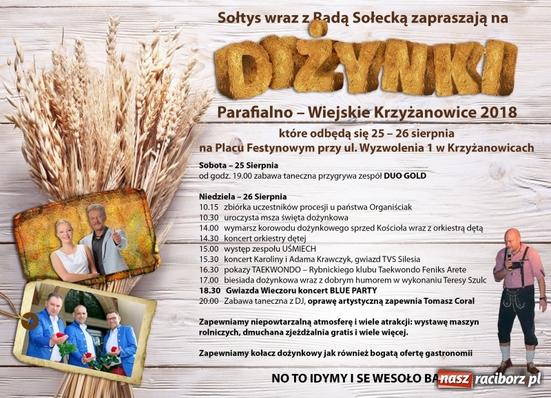 Zdjęcie w galerii na portalu naszraciborz.pl: Krzyżanowice zapraszają na dożynki. Gwiazdą Blue Party wiadomości z regionu