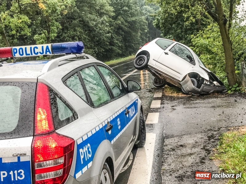 Zdjęcie w galerii na portalu naszraciborz.pl: Zmęczenie skończyło się wjechaniem do rowu wiadomości z regionu