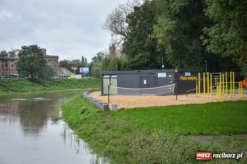Zdjęcie w galerii na portalu naszraciborz.pl: Odra znów blisko raciborskiej plaży i bulwarów wiadomości z regionu