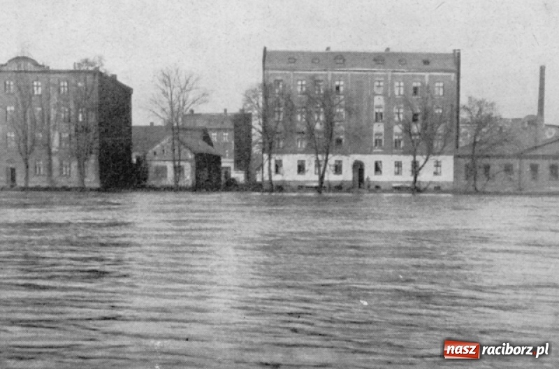 Zdjęcie w galerii na portalu naszraciborz.pl: Wezbrania Odry w Raciborzu i okolicach na starej fotografii wiadomości z regionu
