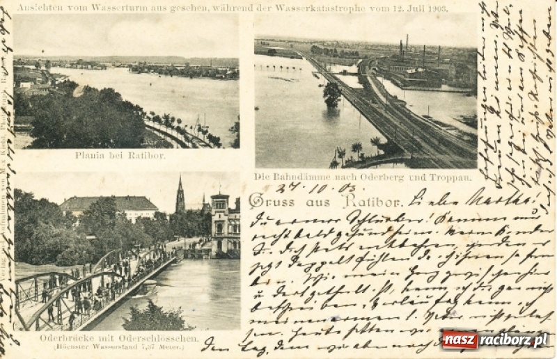 Zdjęcie w galerii na portalu naszraciborz.pl: Wezbrania Odry w Raciborzu i okolicach na starej fotografii wiadomości z regionu