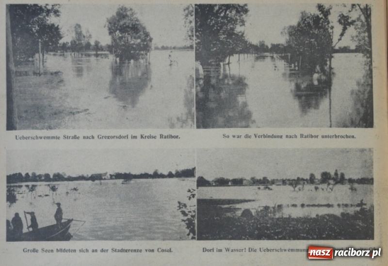 Zdjęcie w galerii na portalu naszraciborz.pl: Wezbrania Odry w Raciborzu i okolicach na starej fotografii wiadomości z regionu