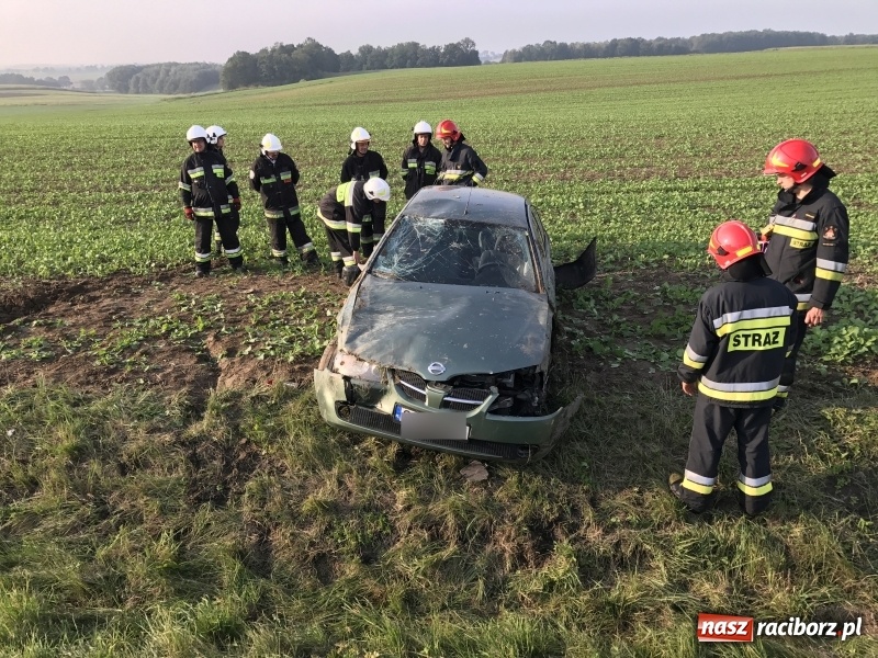Zdjęcie w galerii na portalu naszraciborz.pl: Nissan wypadł z drogi Pietrowice Wielkie-Racibórz  wiadomości z regionu