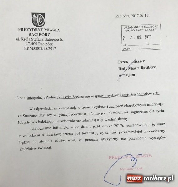 Zdjęcie w galerii na portalu naszraciborz.pl: Związek Pracodawców Cyrku i Rozrywki apeluje do prezydenta Raciborza wiadomości z regionu